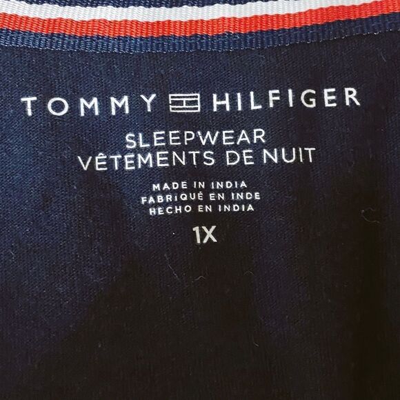 TOMMY Hilfiger Women’s Blue Navy Logo Night T-Shirt Plus Size Sleepwear - Picture 7 of 8
